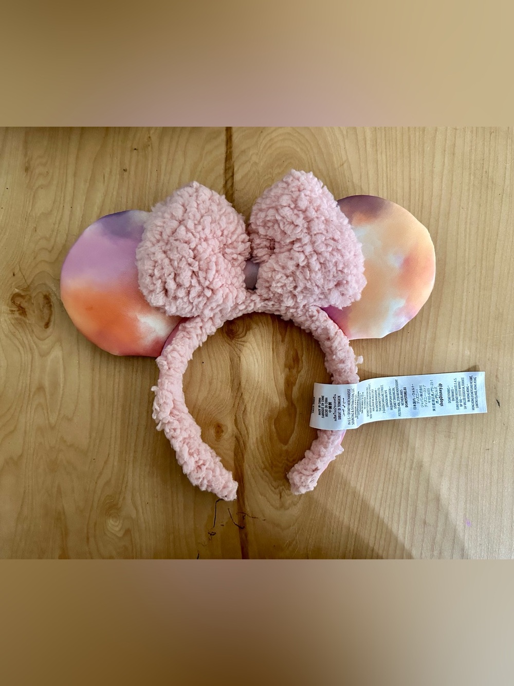 Disney Parks Pastel Tie Dye Sherpa Fleece Minnie Mouse Ear Headband